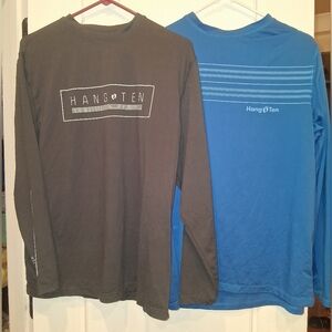 Hang Ten Men's Long Sleeve Swim Tees - Charcoal and Cobalt